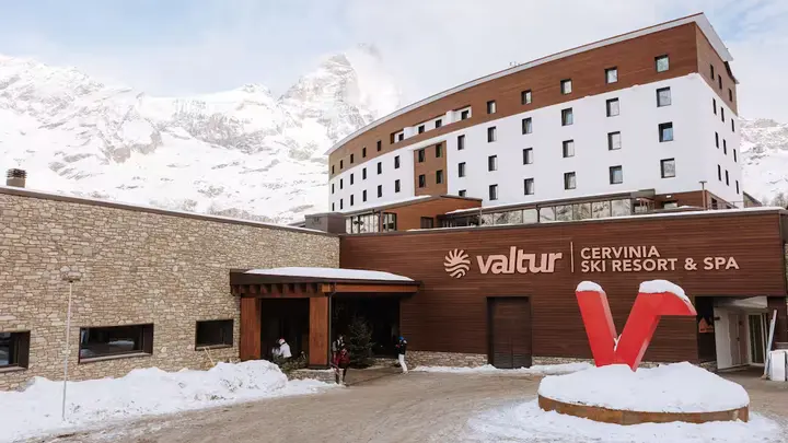 Valtur Cervinia Cristallo Ski Resort, a five-star complex in Breuil-Cervinia, in the snow